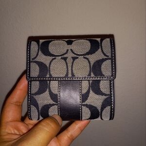 Coach Signature Logo Black And White Wallet